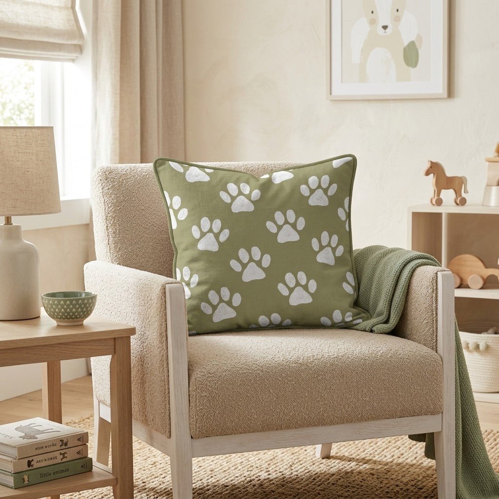 Puppy Paw Prints Throw Pillow - Hillcroft Home