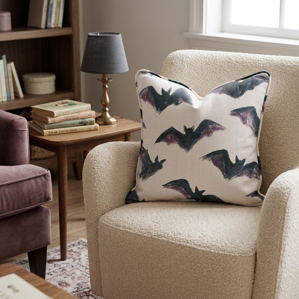 Purple Bats Throw Pillow - Hillcroft Home