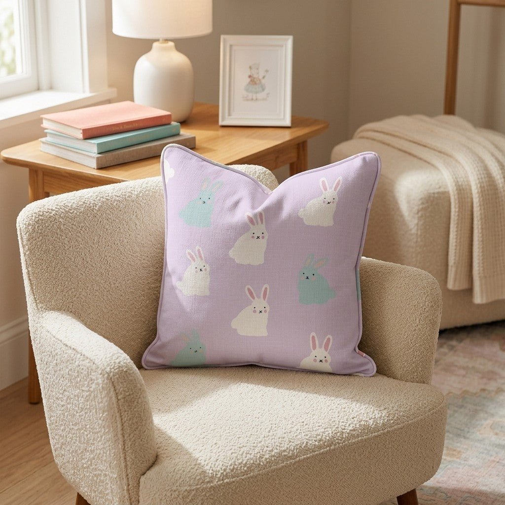 Purple Bunnies Throw Pillow - Hillcroft Home