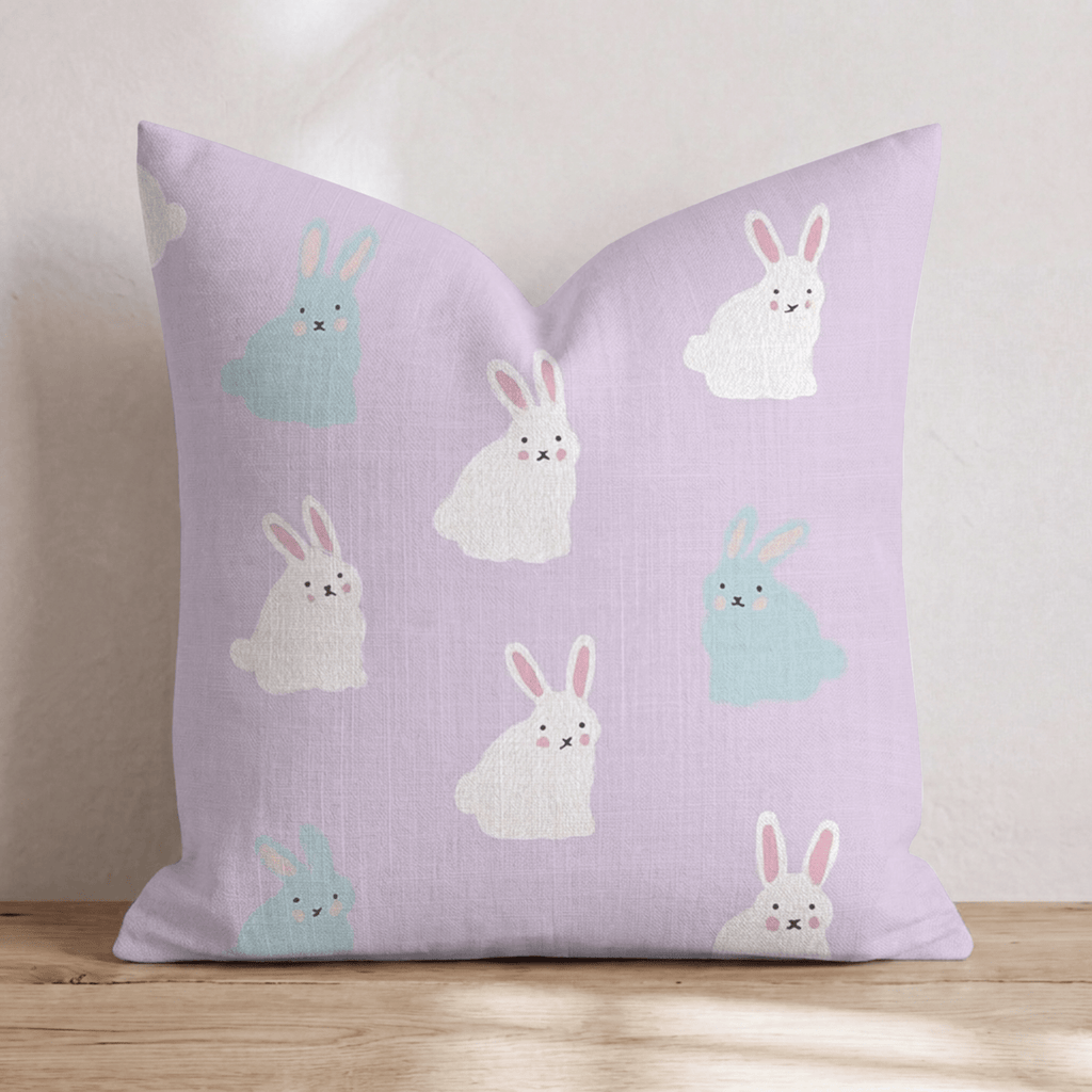 Purple Bunnies Throw Pillow - Hillcroft Home