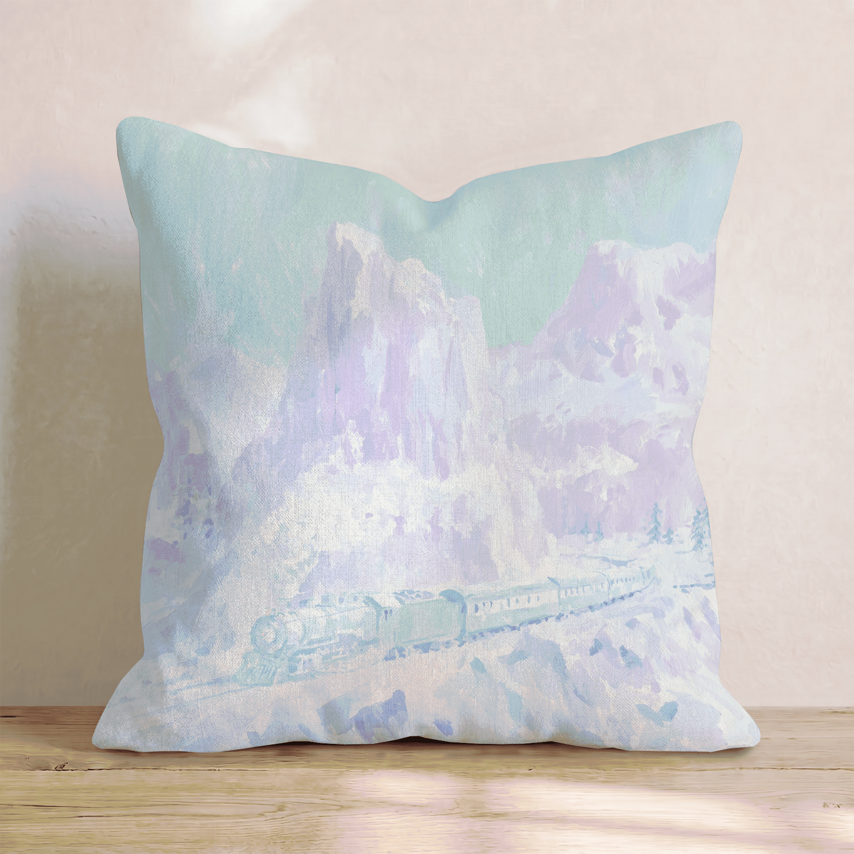 Purple Glacier Train Throw Pillow - Hillcroft Home