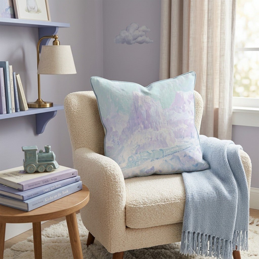 Purple Glacier Train Throw Pillow - Hillcroft Home
