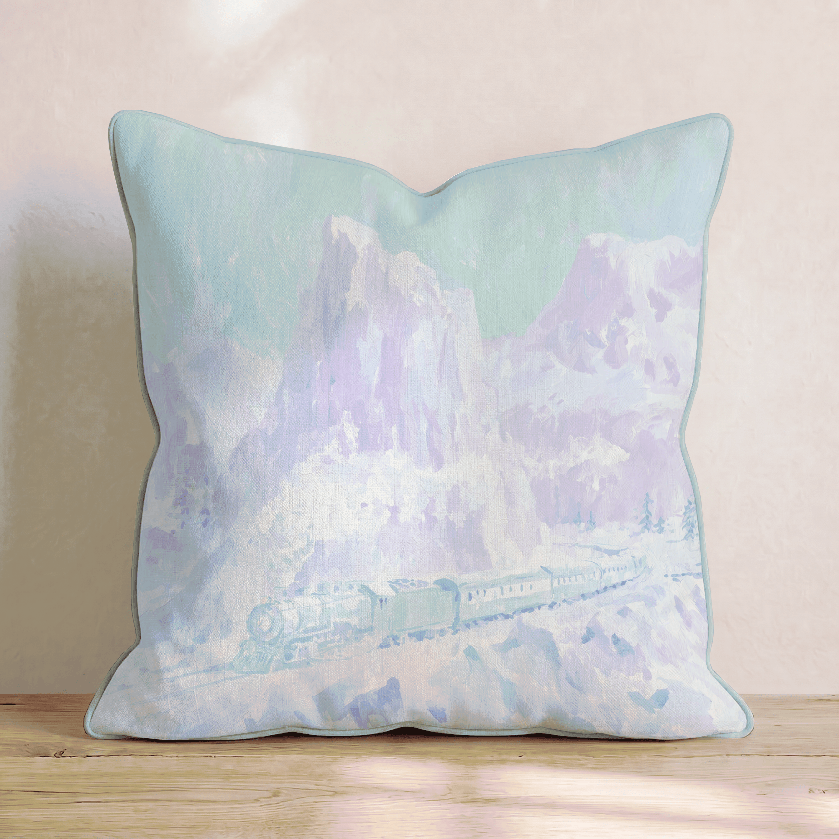 Purple Glacier Train Throw Pillow - Hillcroft Home
