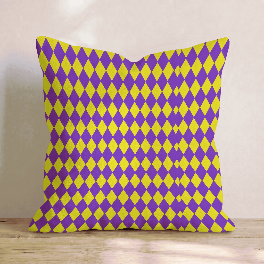 Purple Gold Harlequin Throw Pillow - Hillcroft Home