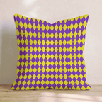 Purple Gold Harlequin Throw Pillow - Hillcroft Home