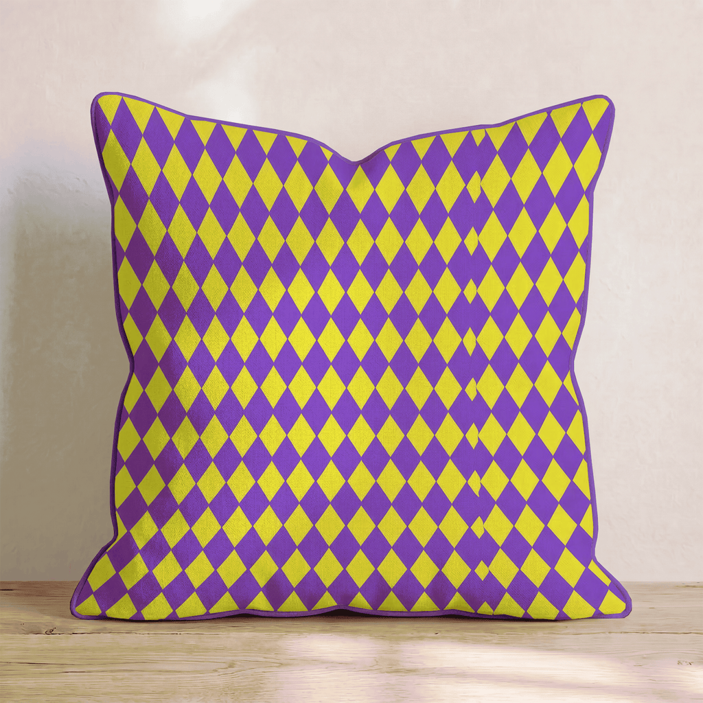 Purple Gold Harlequin Throw Pillow - Hillcroft Home