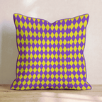 Purple Gold Harlequin Throw Pillow - Hillcroft Home