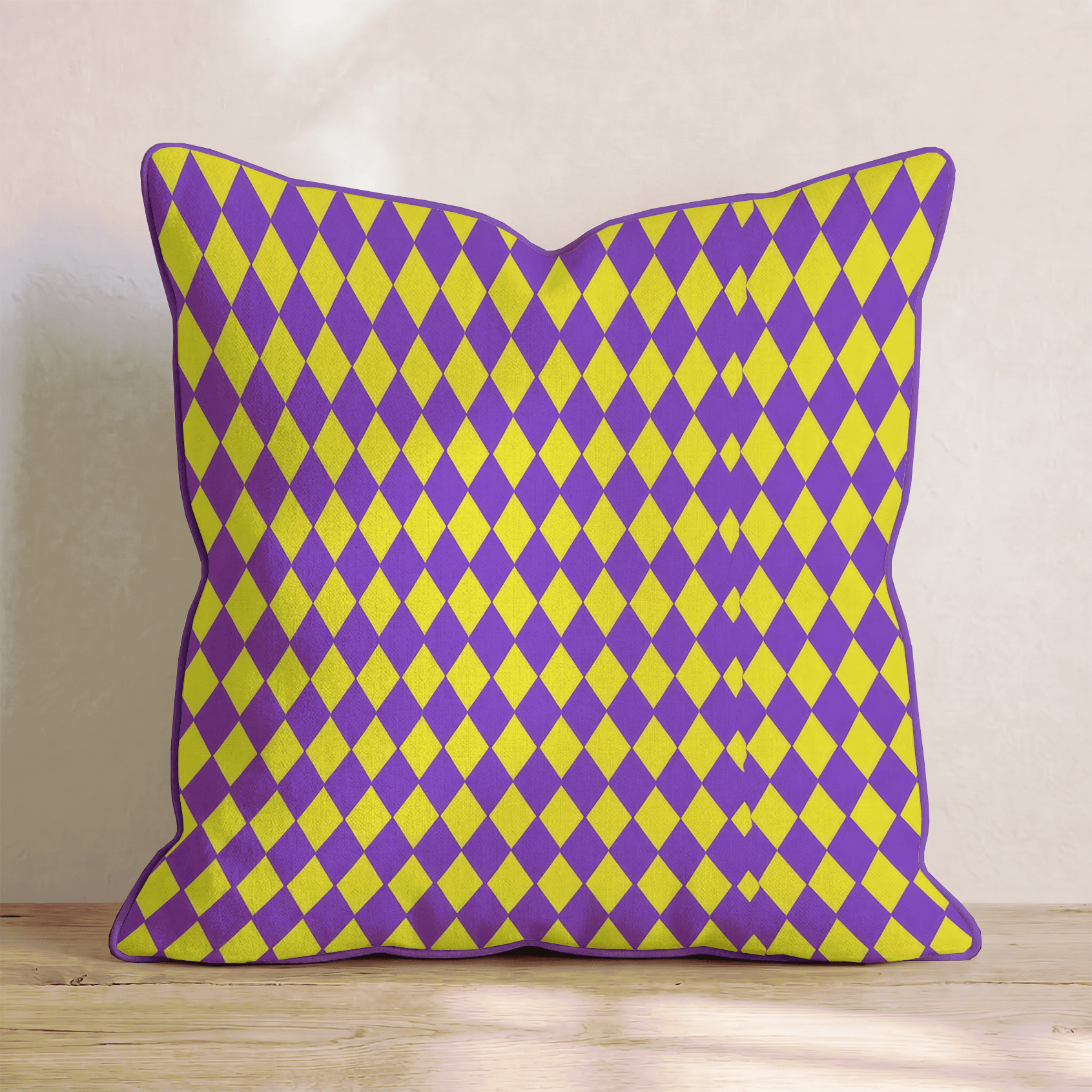 Purple Gold Harlequin Throw Pillow - Hillcroft Home