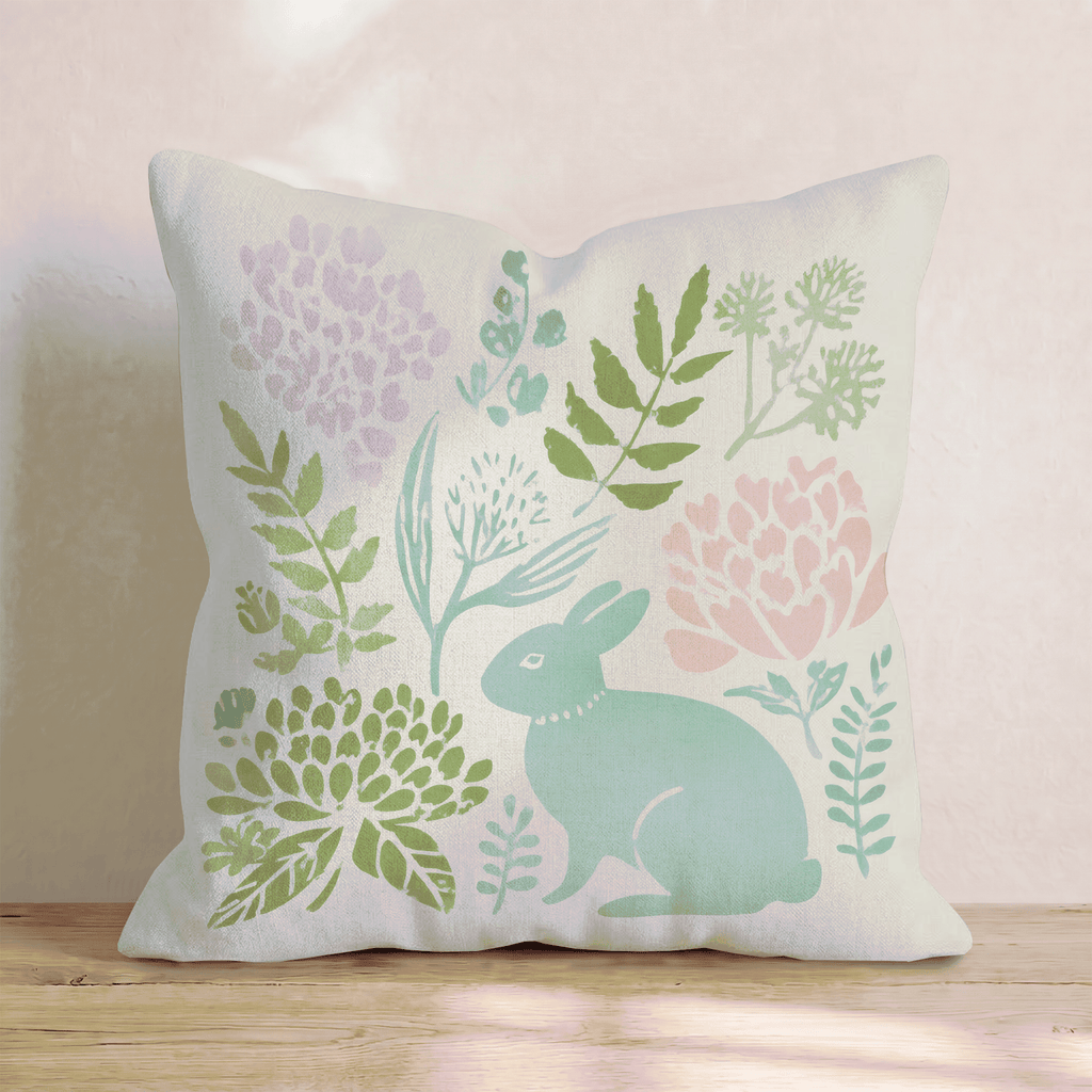Rabbit Garden Throw Pillow - Hillcroft Home