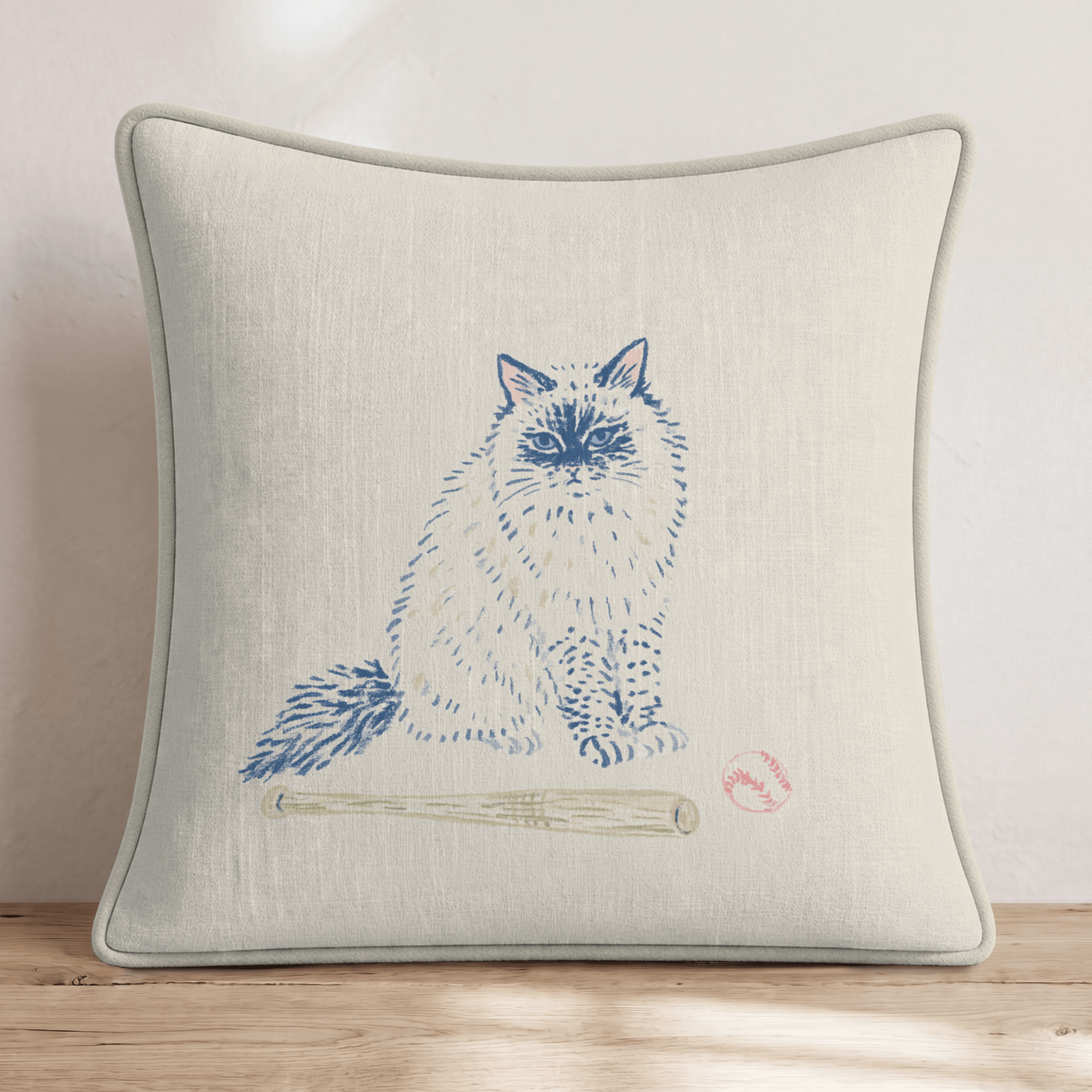 Ragdoll Baseball Throw Pillow - Hillcroft Home