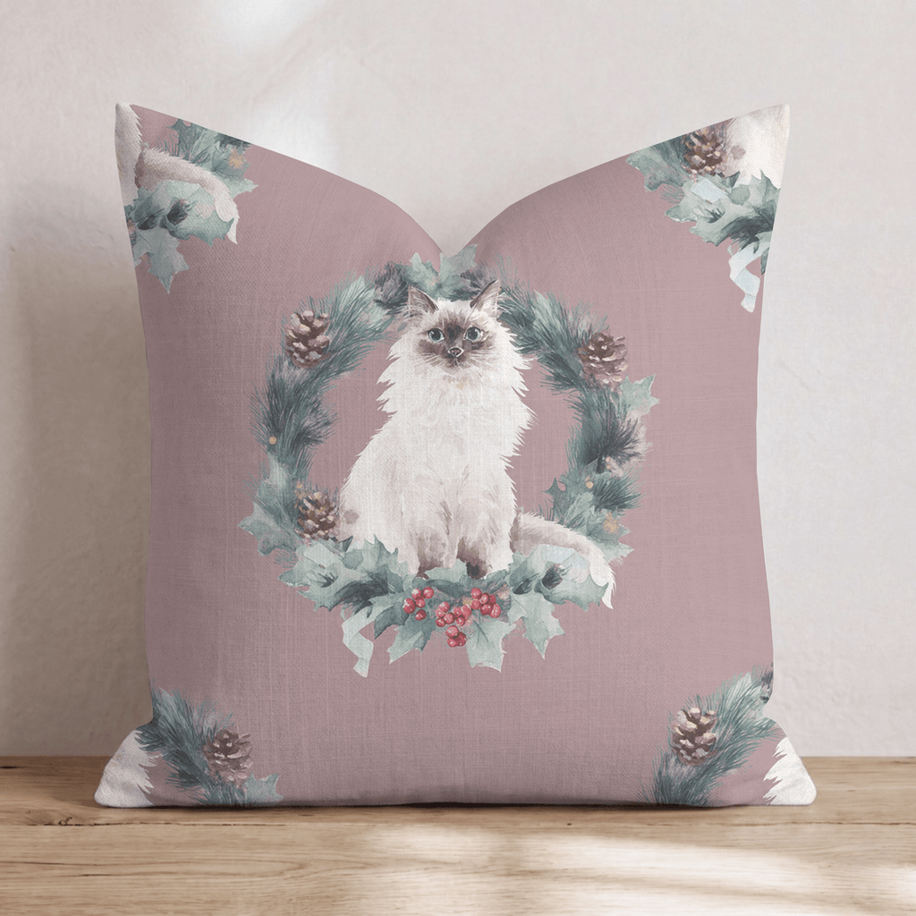 Ragdoll Pinecone Wreath Throw Pillow - Hillcroft Home