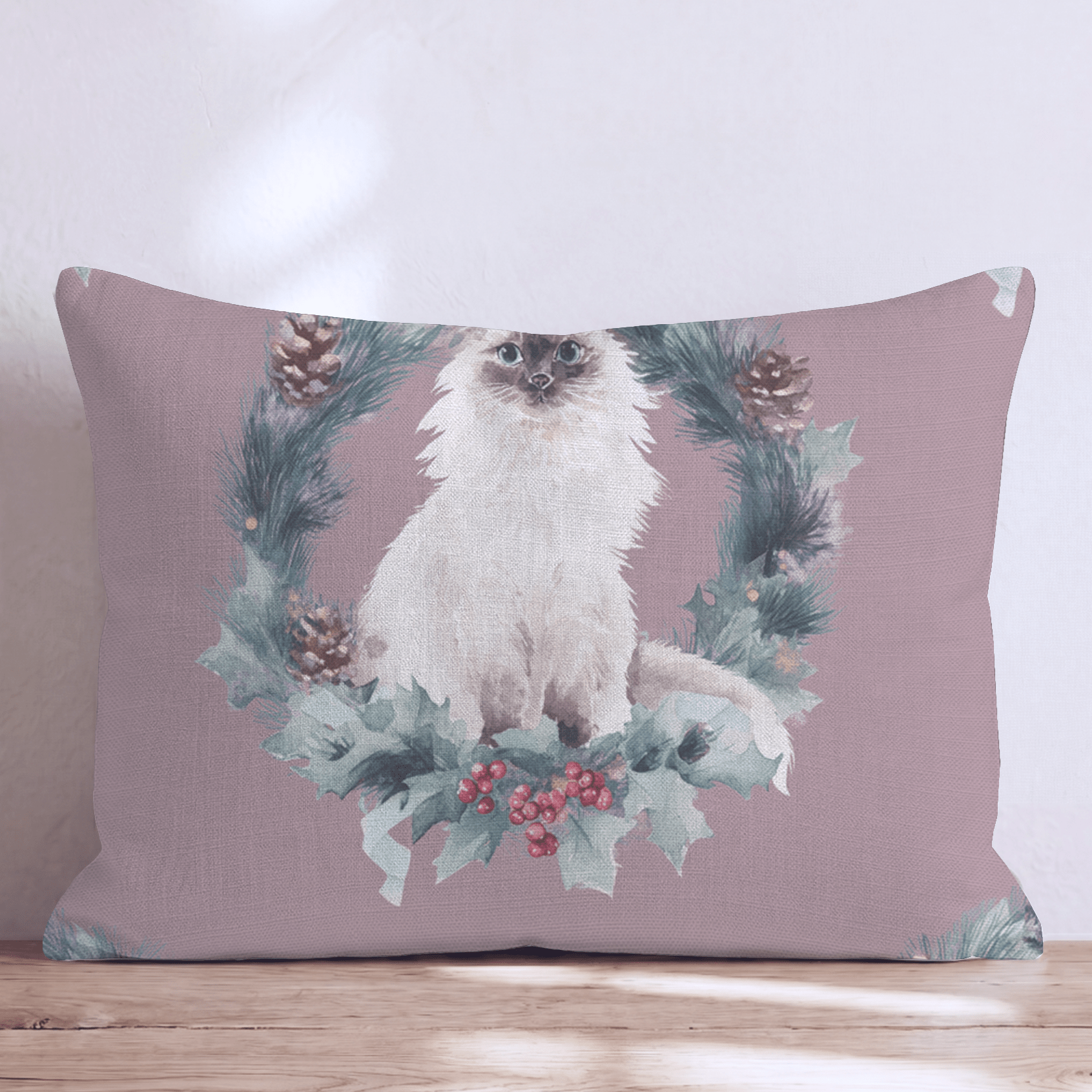 Ragdoll Pinecone Wreath Throw Pillow - Hillcroft Home