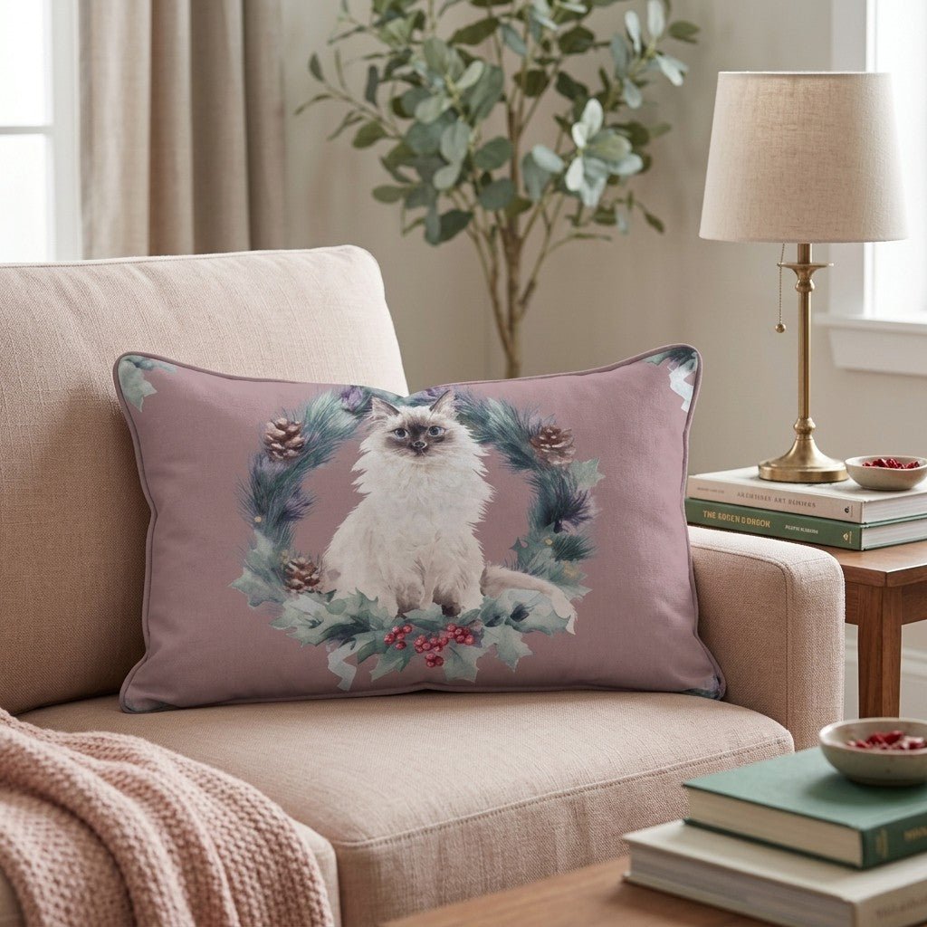 Ragdoll Pinecone Wreath Throw Pillow - Hillcroft Home