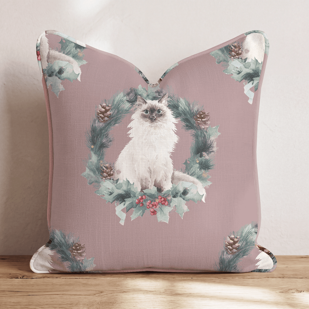 Ragdoll Pinecone Wreath Throw Pillow - Hillcroft Home