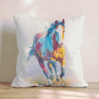 Rainbow Gallop Watercolor Throw Pillow - Hillcroft Home