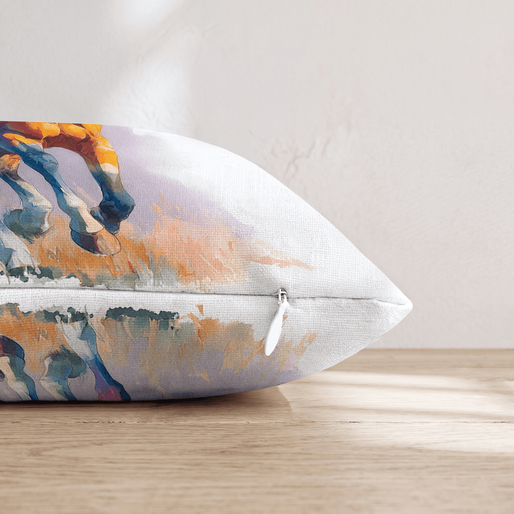Rainbow Gallop Watercolor Throw Pillow - Hillcroft Home