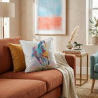 Rainbow Gallop Watercolor Throw Pillow - Hillcroft Home