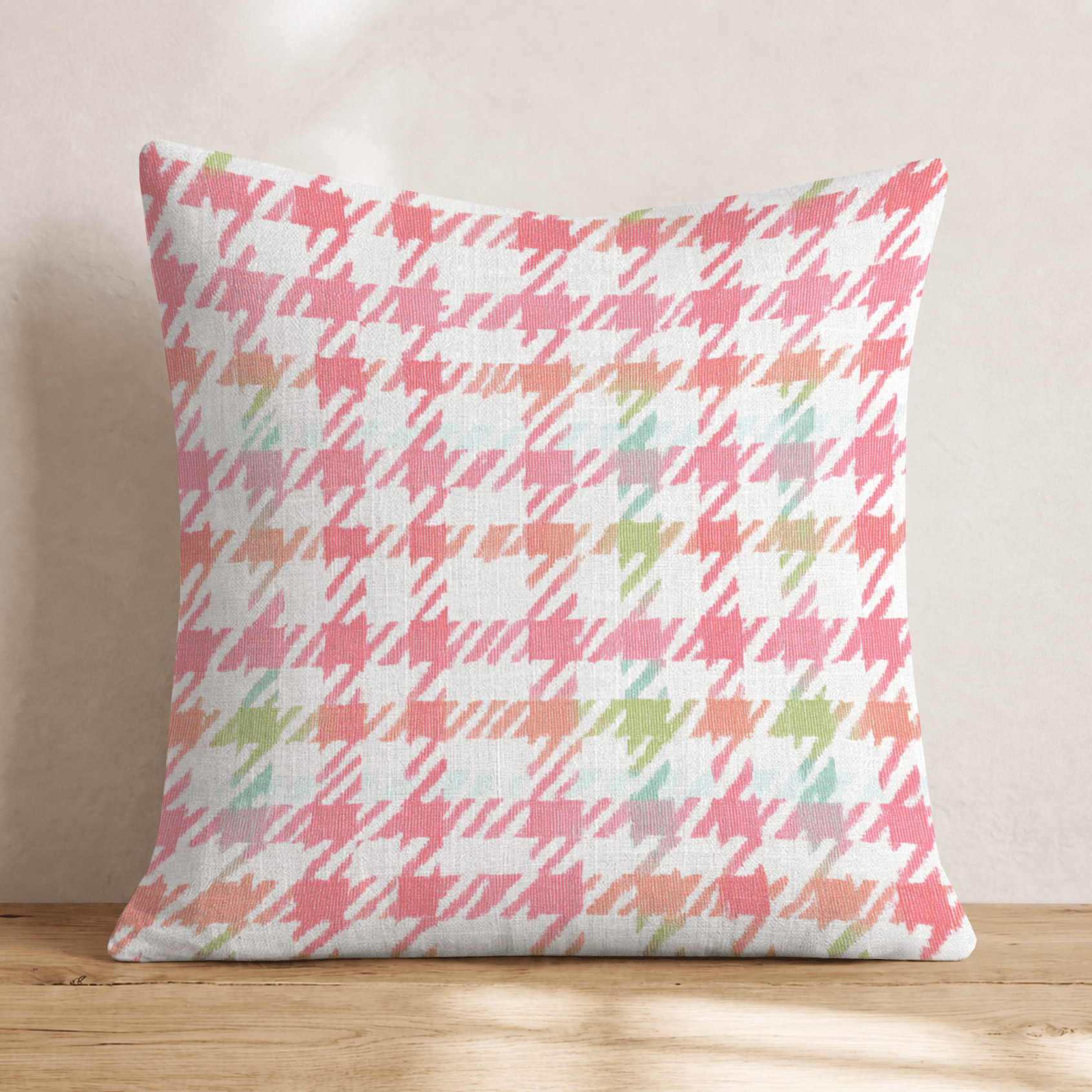 Rainbow Snowcone Houndstooth Throw Pillow - Hillcroft Home
