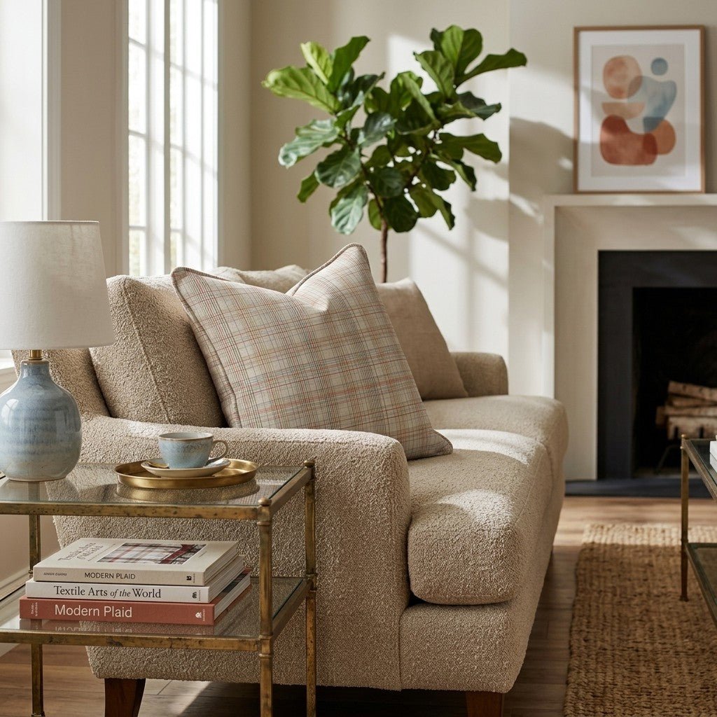 Rainy Day Plaid Throw Pillow - Hillcroft Home