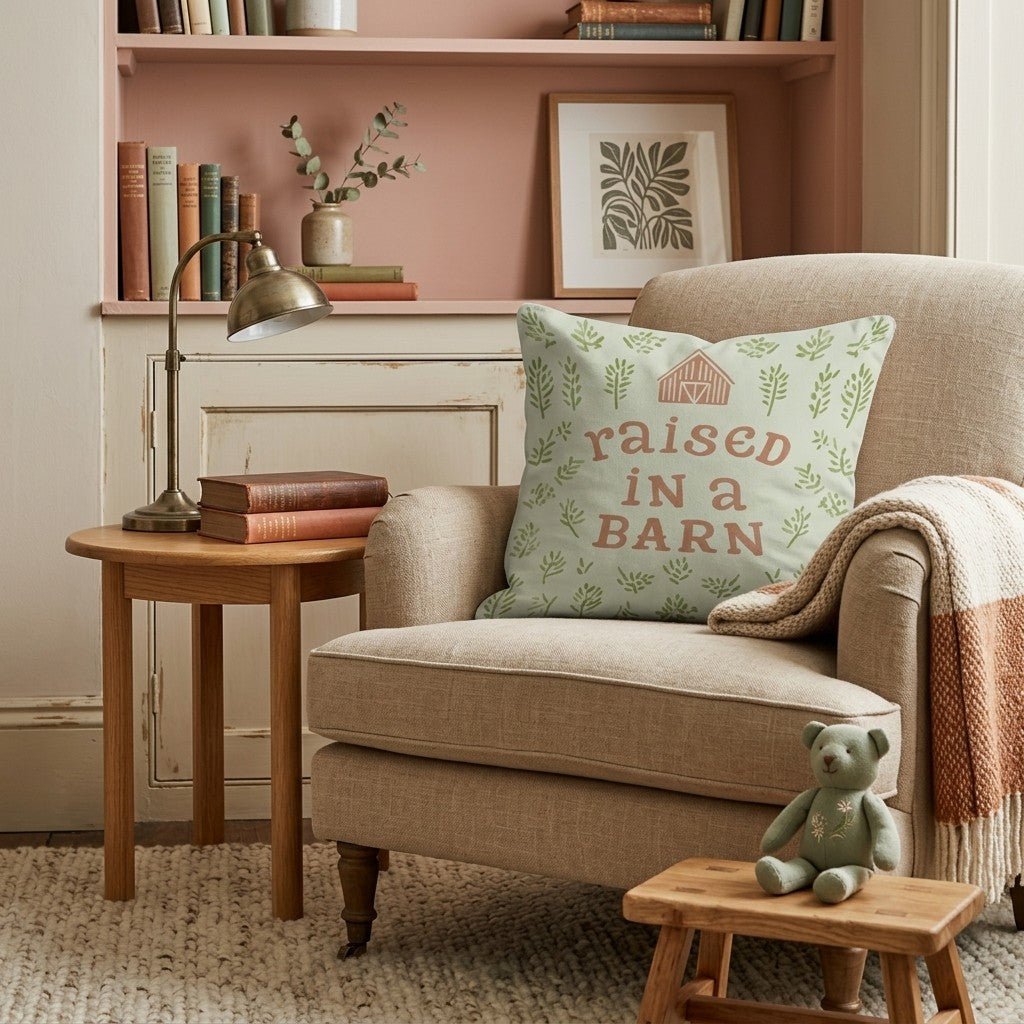 Raised in a Barn Throw Pillow - Hillcroft Home