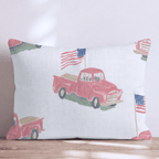 Red Americana Trucks Throw Pillow - Hillcroft Home