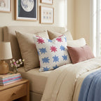 Red and Blue Stars Throw Pillow - Hillcroft Home