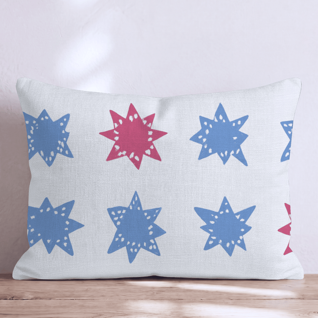 Red and Blue Stars Throw Pillow - Hillcroft Home
