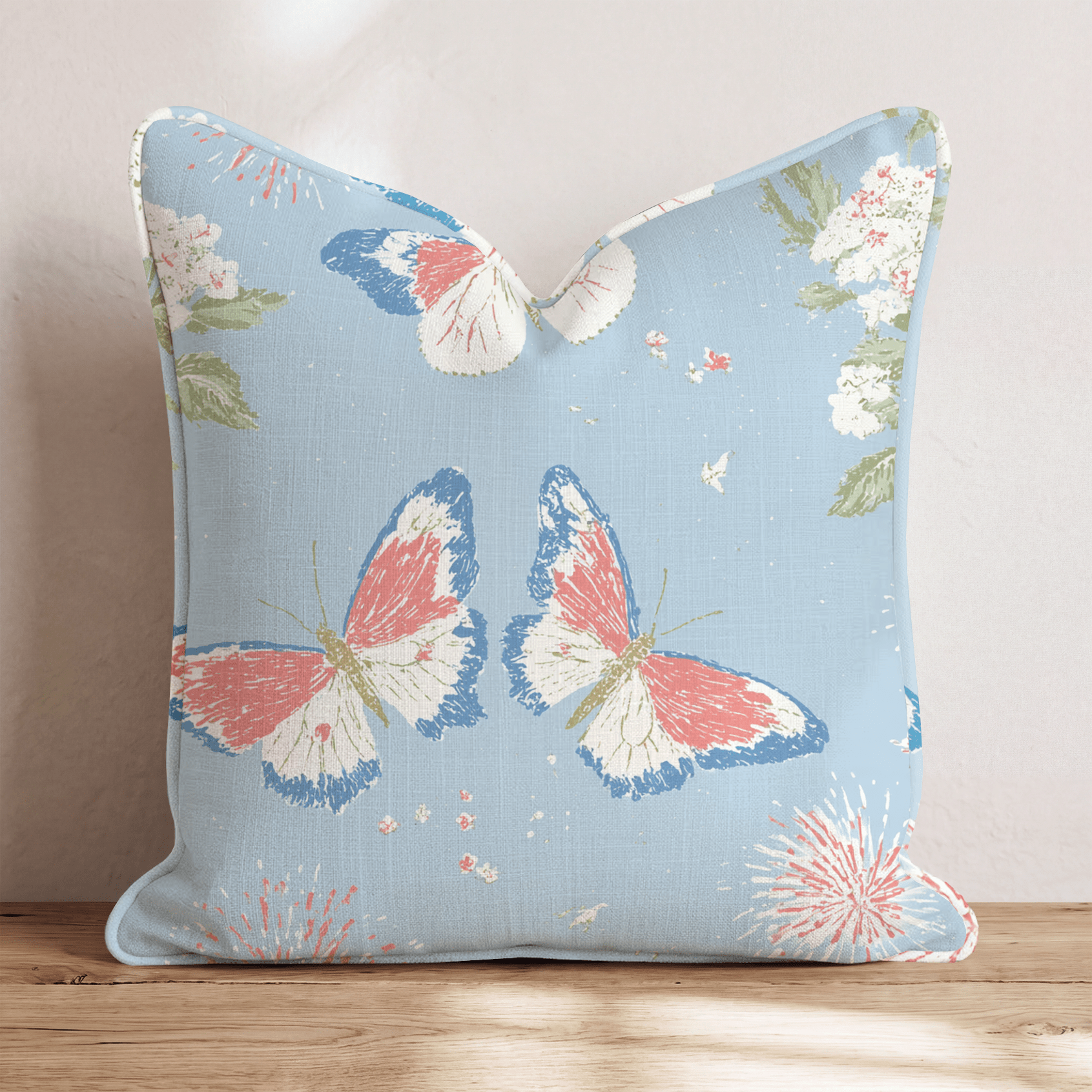 Red and White In Flight Throw Pillow - Hillcroft Home