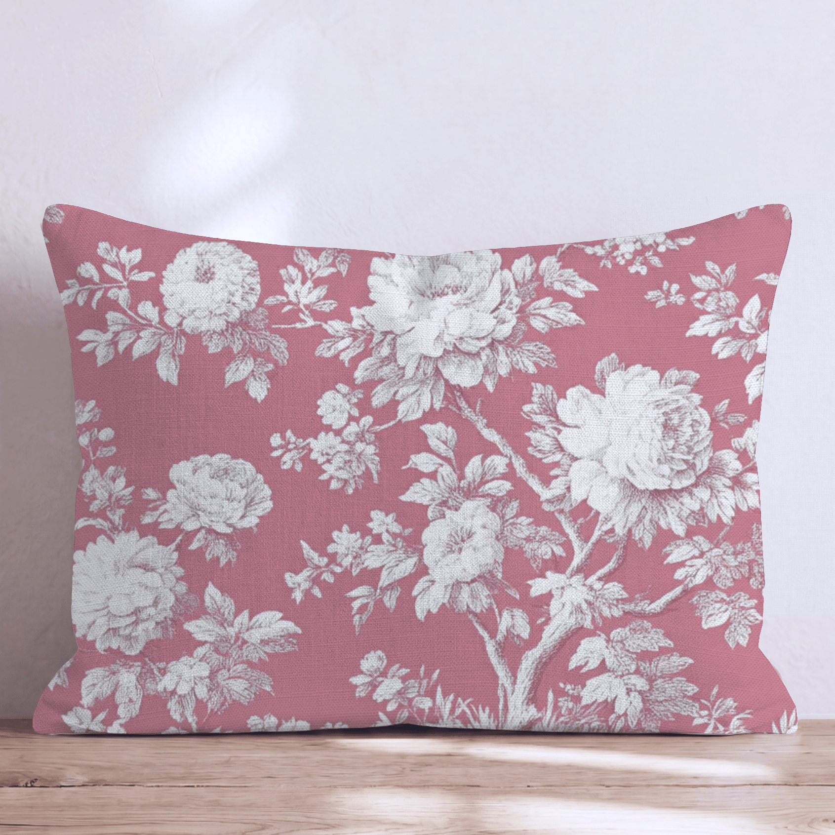Red and White Toile Throw Pillow - Hillcroft Home