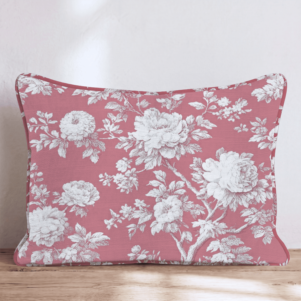 Red and White Toile Throw Pillow - Hillcroft Home