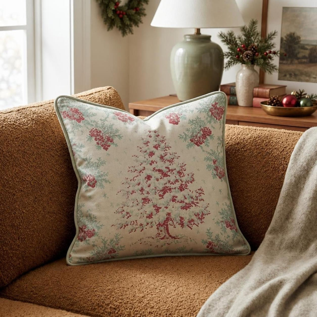 Red Berry Reverie Throw Pillow throw pillow - Hillcroft Home