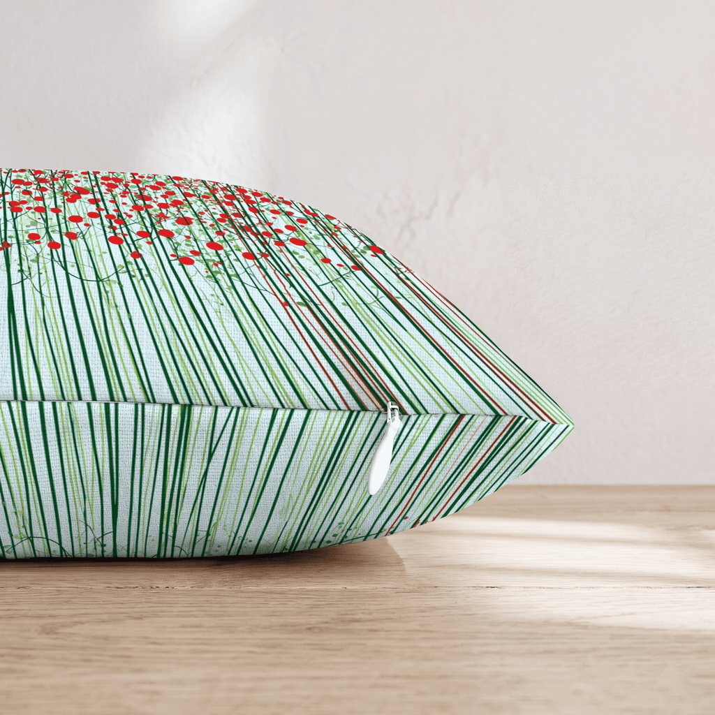 Red Berry Stems Throw Pillow - Hillcroft Home