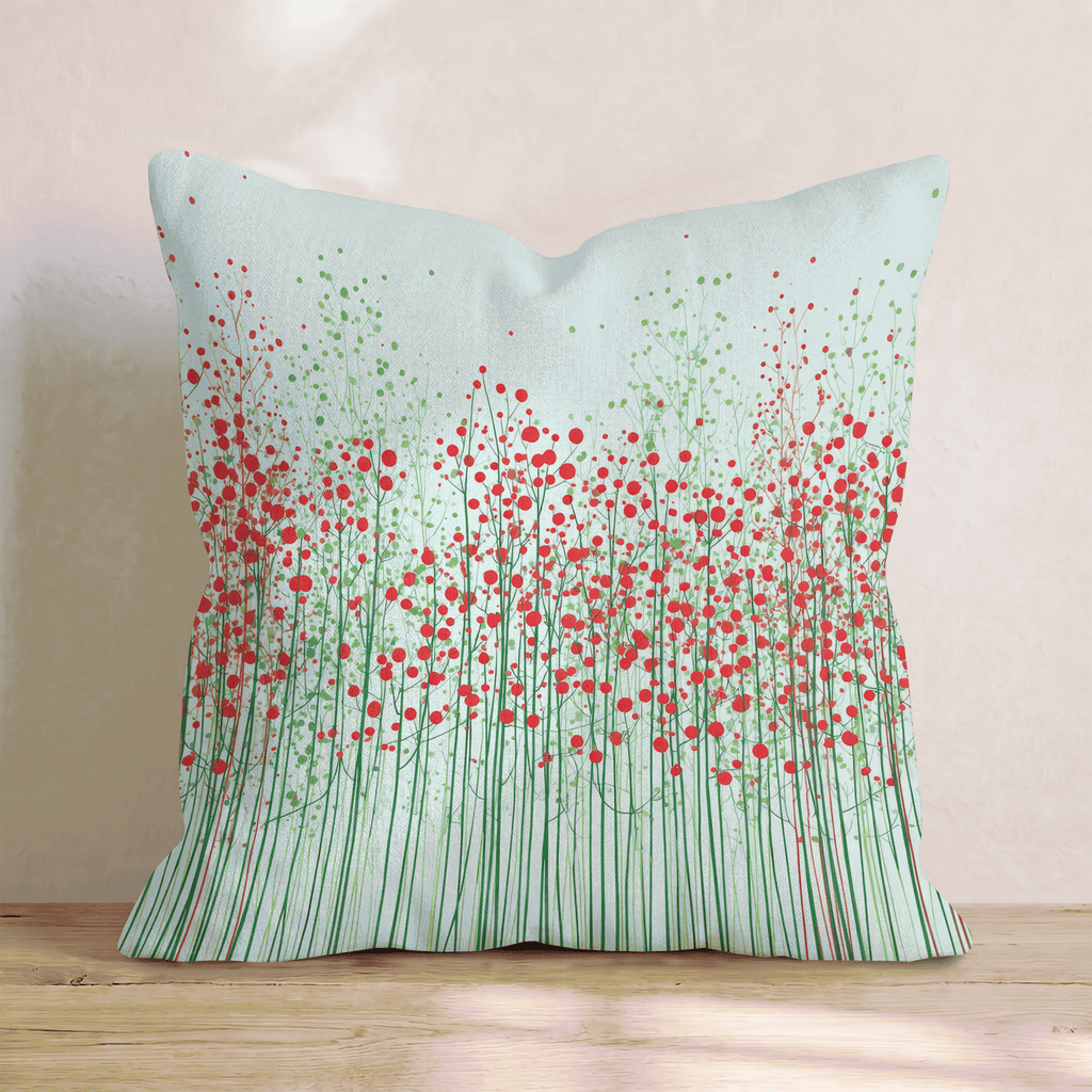 Red Berry Stems Throw Pillow - Hillcroft Home
