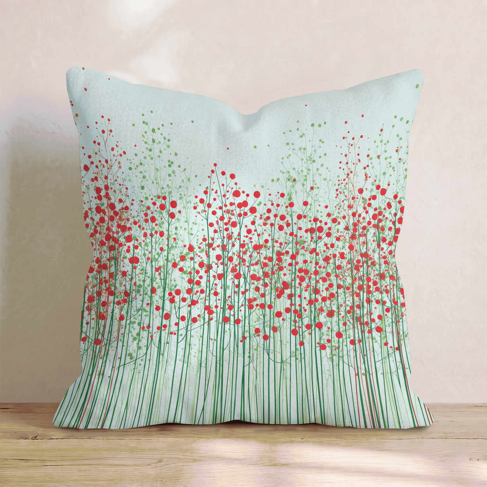 Red Berry Stems Throw Pillow - Hillcroft Home