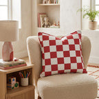 Red Checkered Throw Pillow - Hillcroft Home