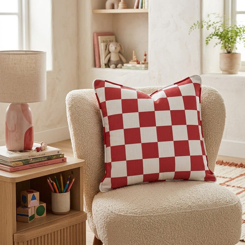 Red Checkered Throw Pillow - Hillcroft Home