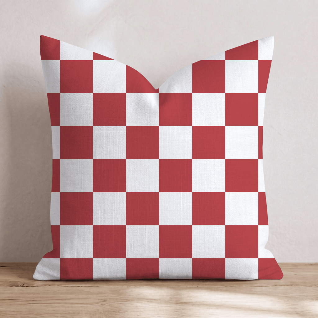 Red Checkered Throw Pillow - Hillcroft Home