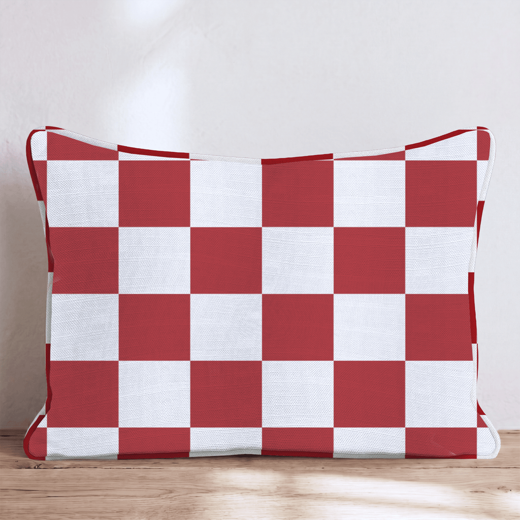 Red Checkered Throw Pillow - Hillcroft Home