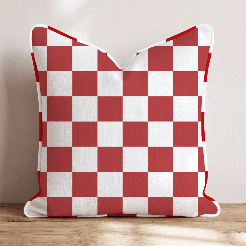 Red Checkered Throw Pillow - Hillcroft Home