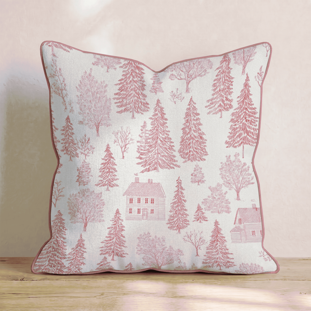 Red Cottage Toile Throw Pillow - Hillcroft Home