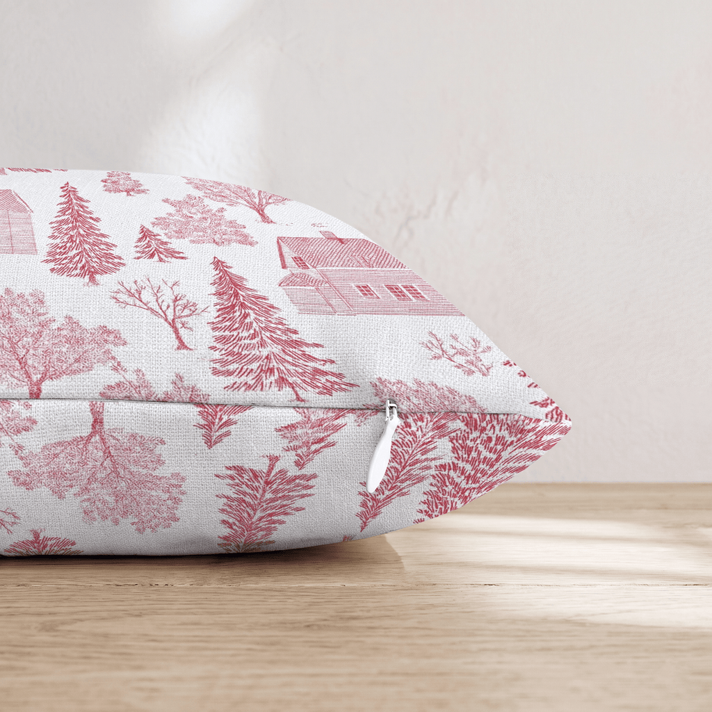 Red Cottage Toile Throw Pillow - Hillcroft Home