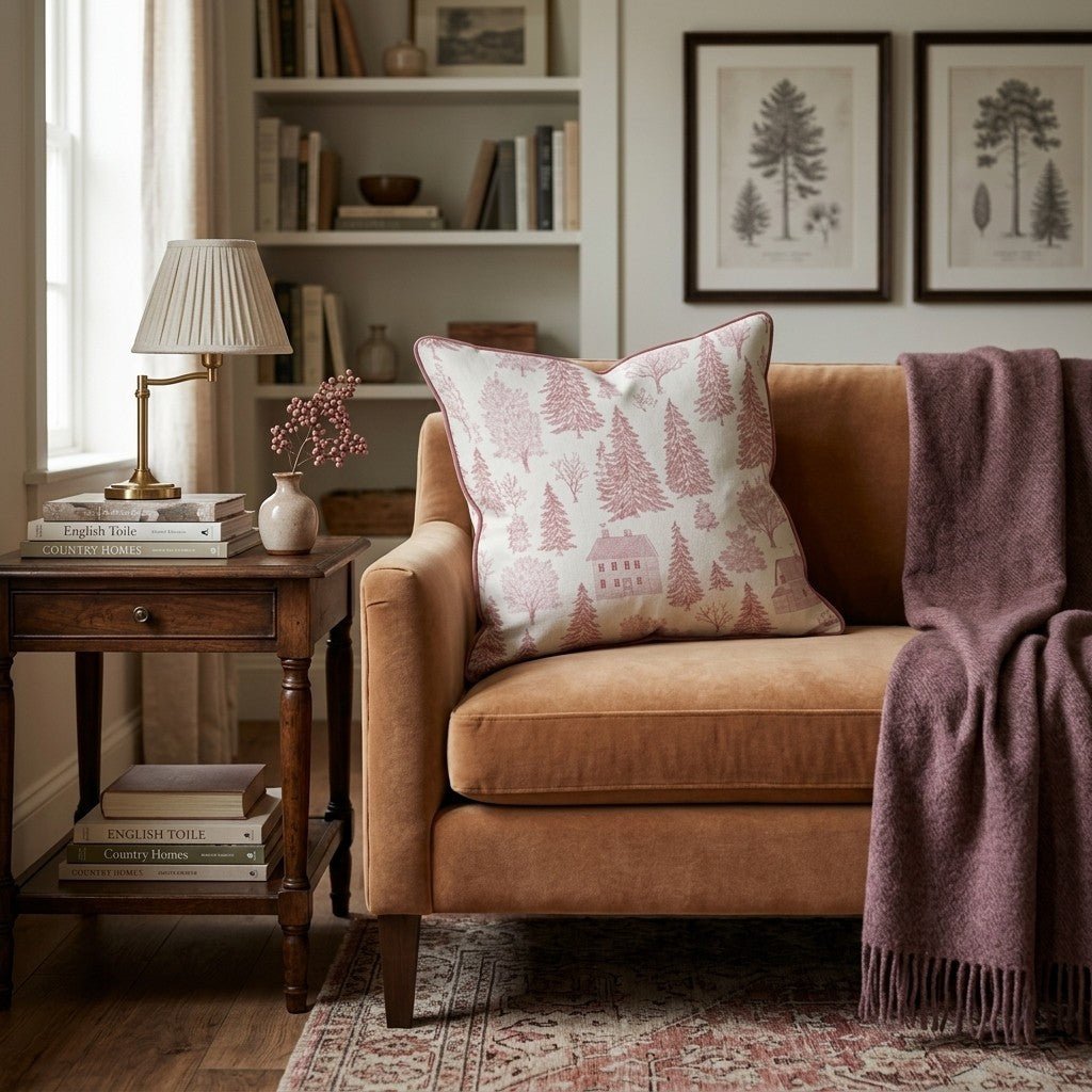 Red Cottage Toile Throw Pillow - Hillcroft Home