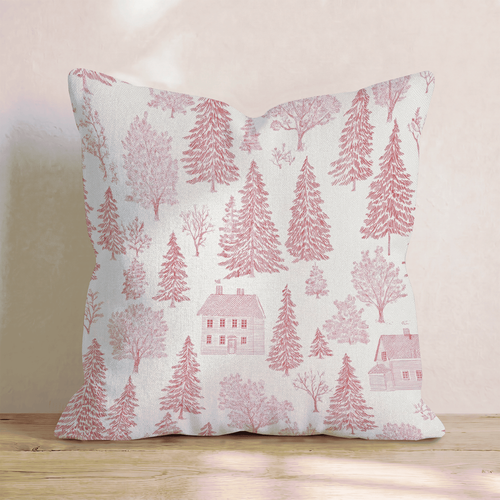 Red Cottage Toile Throw Pillow - Hillcroft Home