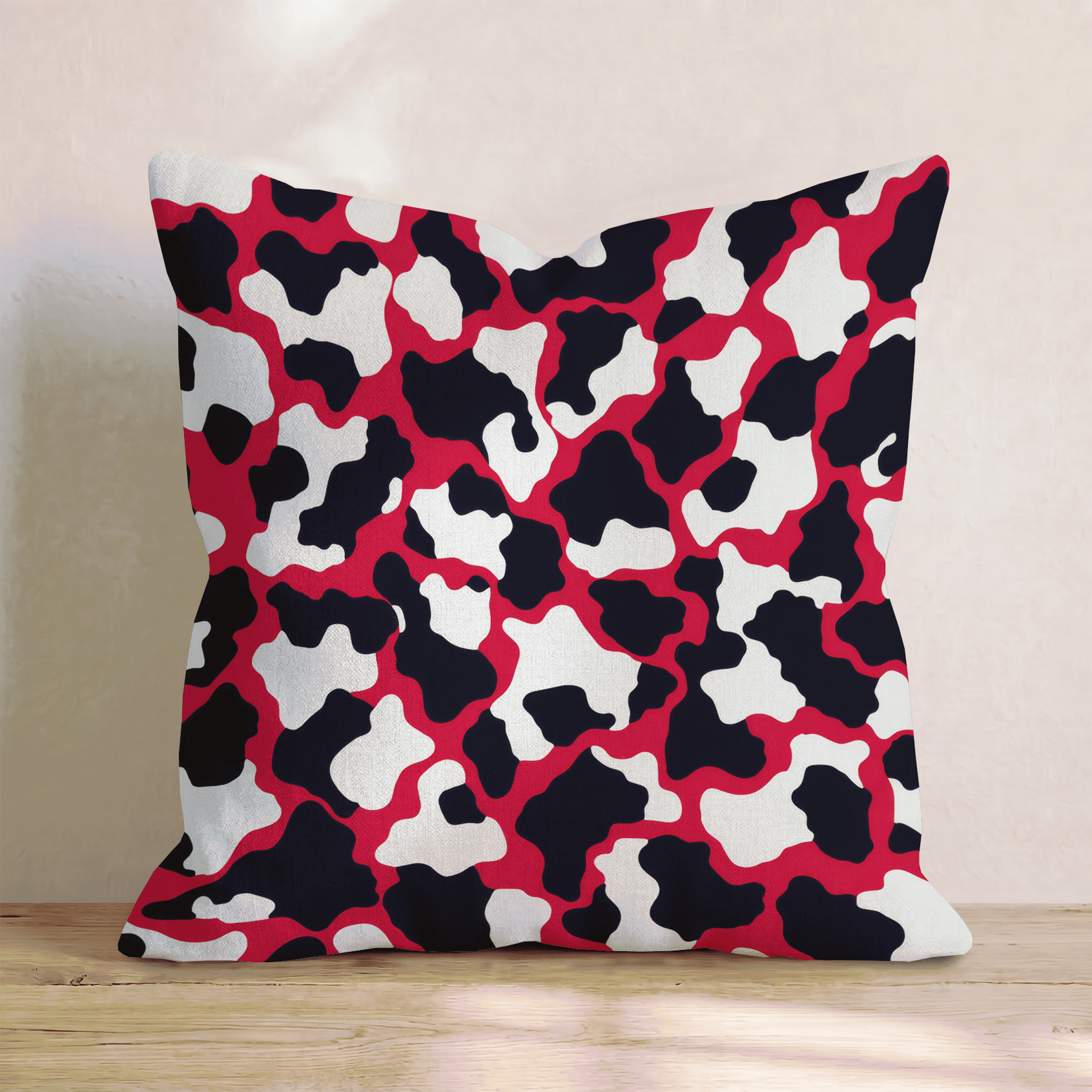 Red Hot Cow Print Throw Pillow - Hillcroft Home
