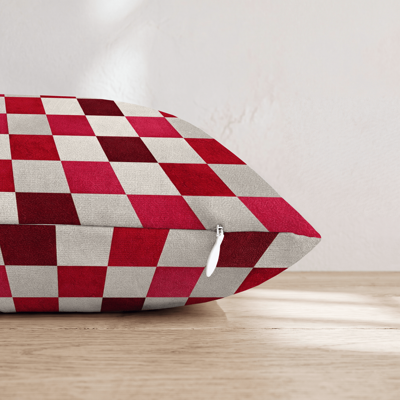 Red Multi Checker Throw Pillow - Hillcroft Home