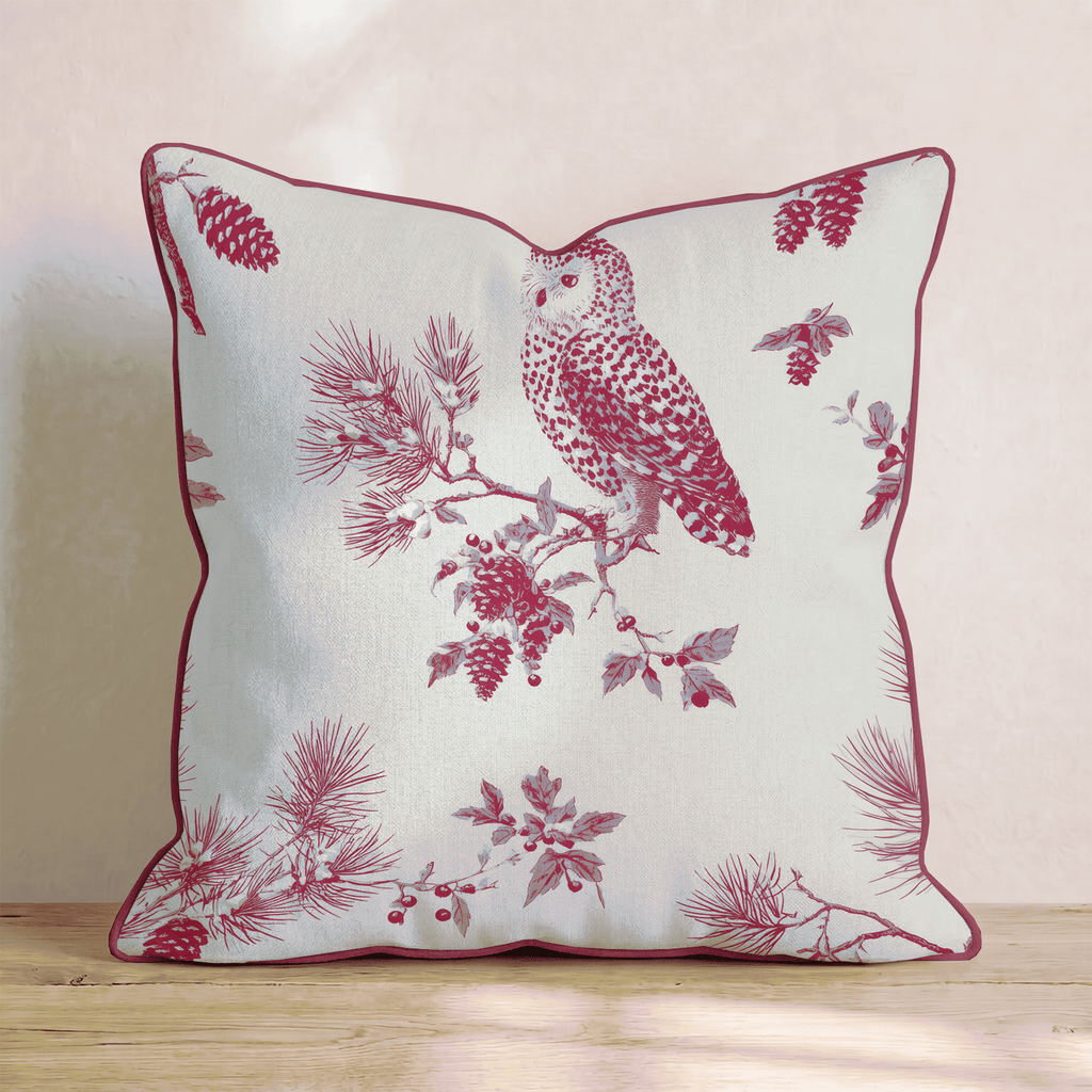 Red Owl Toile Throw Pillow - Hillcroft Home