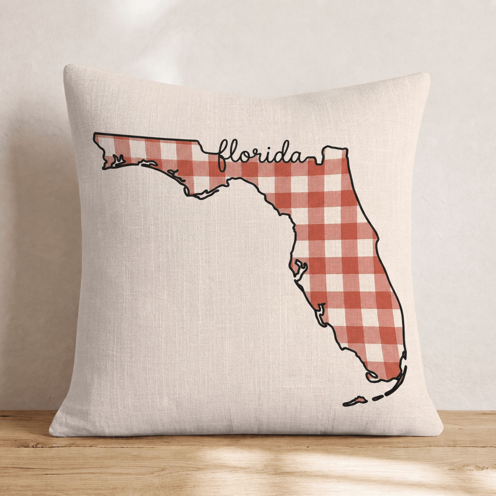 Red Plaid Florida Throw Pillow - Hillcroft Home