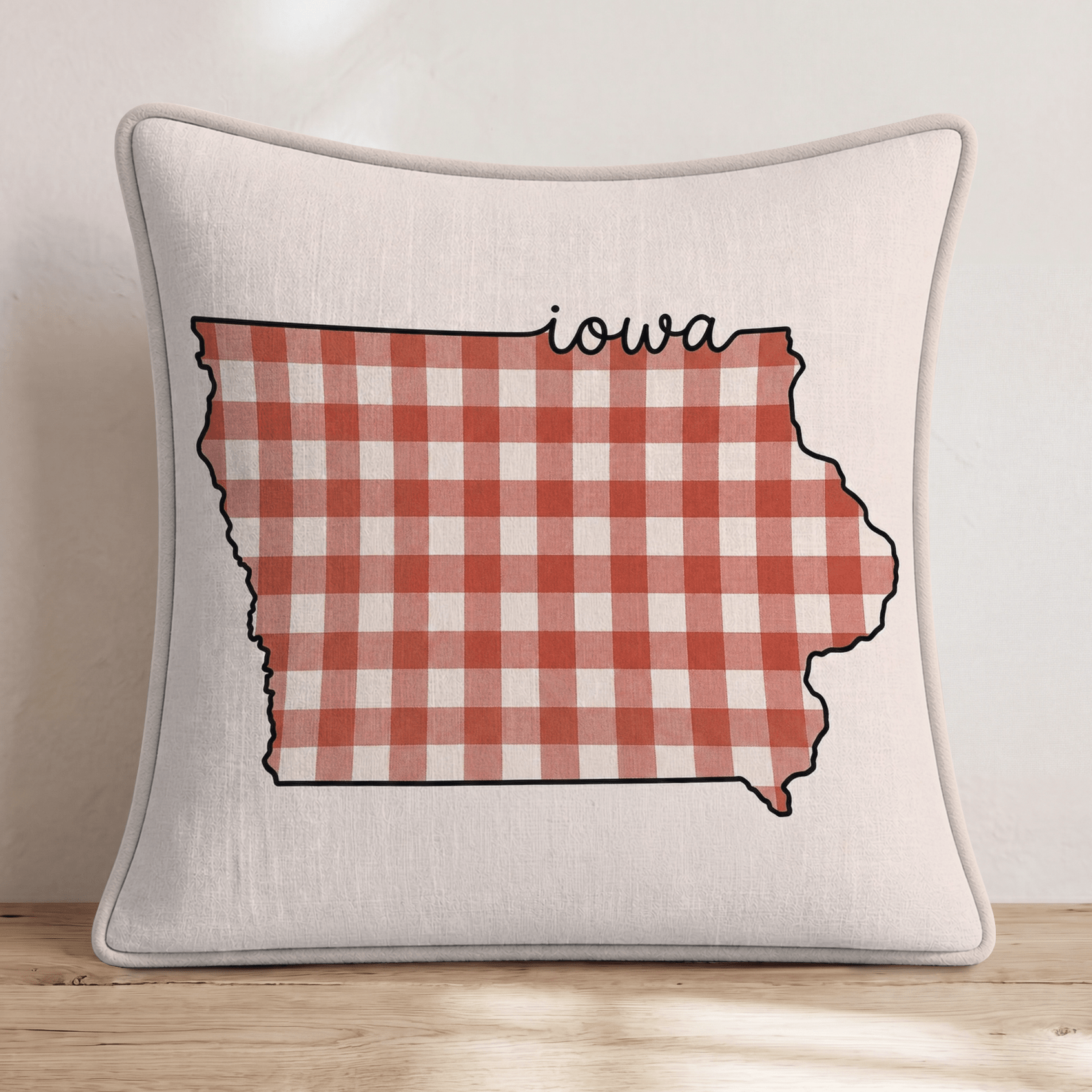 Red Plaid Iowa Throw Pillow - Hillcroft Home