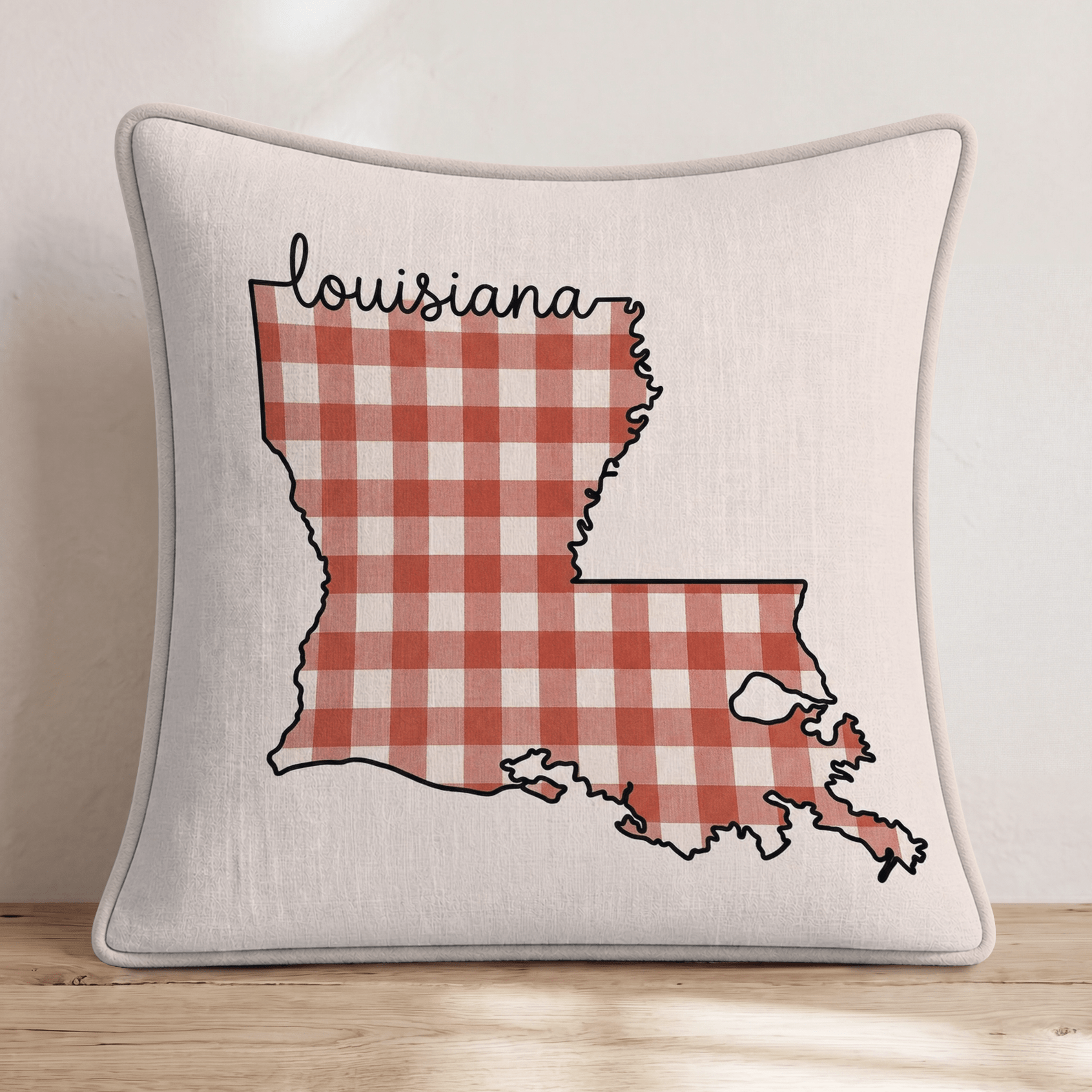 Red Plaid Louisiana Throw Pillow - Hillcroft Home