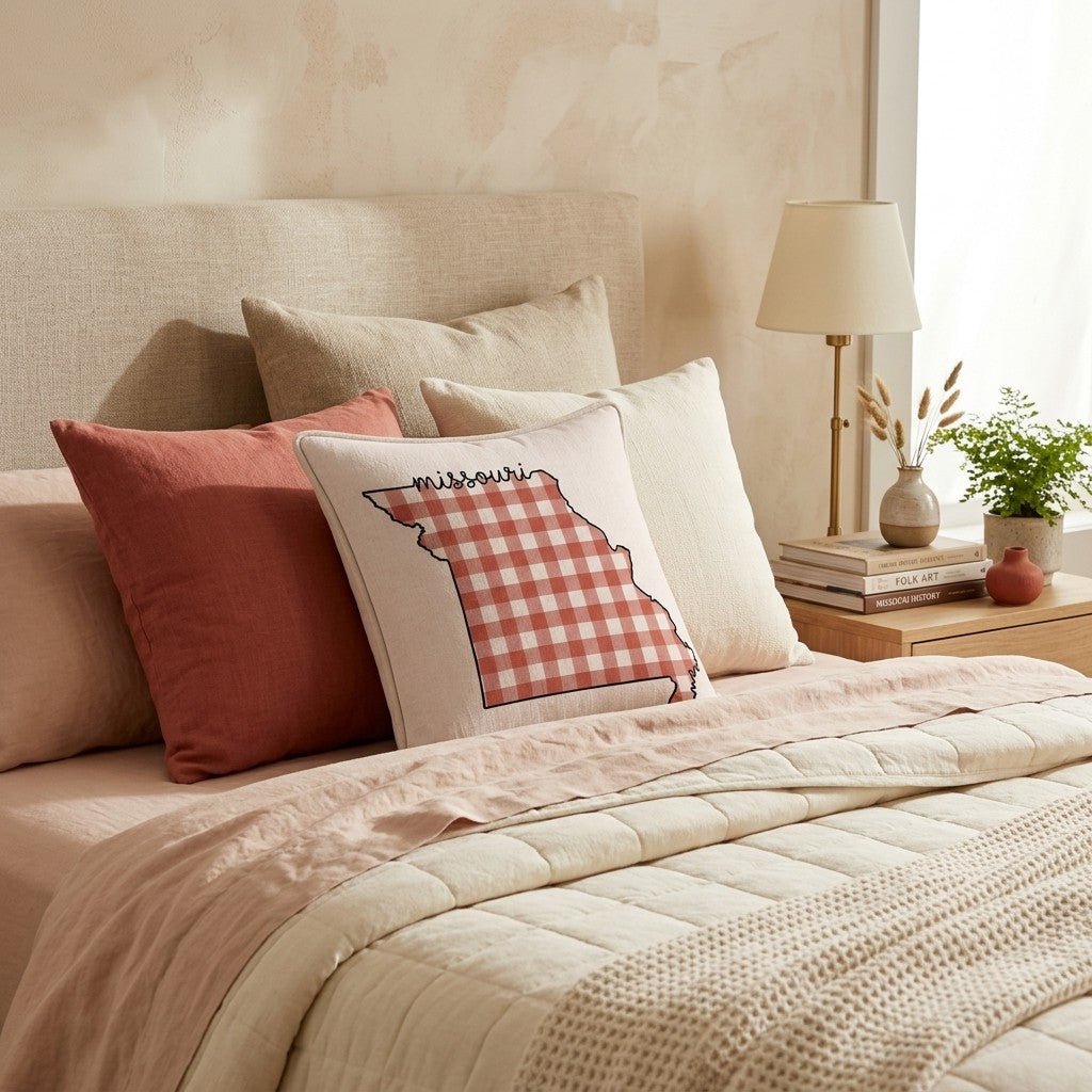 Red Plaid Missouri Throw Pillow - Hillcroft Home